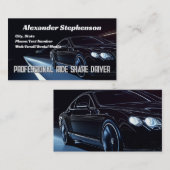 ブラックセダンドライビングライフトウーバードライバーRideshare 名刺 (正面/裏面)