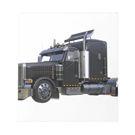 ブラックセミトラクタトレーラートラック ノートパッド (正面)