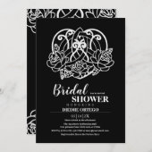 ブラックセルトハートノットフローラブライダルシャワー 招待状 (正面/裏面)