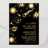 ブラックセレスチャルウェディング 箔招待状 (正面)