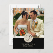 ブラックセンタークラシックモノグラム写真ありがとう ポストカード (正面/裏面)