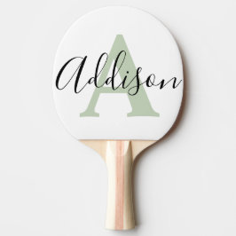 ブラックセージグリーンモノグラム名イニシャル 卓球ラケット