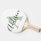 ブラックセージグリーンモノグラム名イニシャル 卓球ラケット (横)