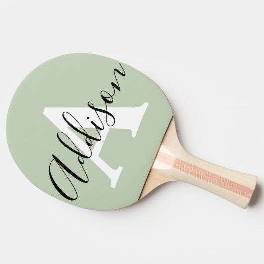 ブラックセージグリーンモノグラム名イニシャル 卓球ラケット (裏面サイド)