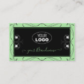 ブラックセージ緑のスパークルジュエリーオーナメント追加ロゴ 名刺 (正面)