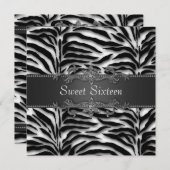 ブラックゼブラスウィート16パーティー 招待状 (正面/裏面)