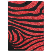 ブラックゼブラストライプネームティール（緑がかった色）グリッター クリップボード (裏面)