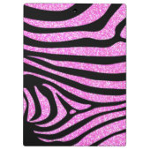 ブラックゼブラストライプネームティール（緑がかった色）グリッター クリップボード (裏面)