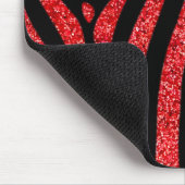 ブラックゼブラストライプネームティール(緑がかった色)グリッター マウスパッド (コーナー)