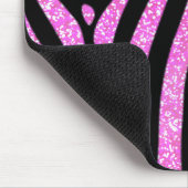 ブラックゼブラストライプネームティール（緑がかった色）グリッター マウスパッド (コーナー)