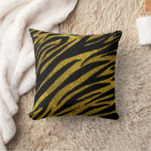 ブラックゼブラストライプ&フェイク金ゴールドグリッター クッション (ブランケット)