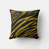 ブラックゼブラストライプ&フェイク金ゴールドグリッター クッション (裏面)