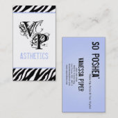 ブラックゼブラプリントライトブルーインテリア名刺 名刺 (正面/裏面)