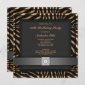 ブラックゼブラ任意の数値パーティの招待状テンプレート 招待状 (正面/裏面)