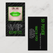 ブラックゼブラ印刷グリーンリップ化粧名刺 名刺 (正面/裏面)