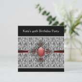 ブラックゼブラ女性40th誕生日パーティー 招待状 (スタンド正面)