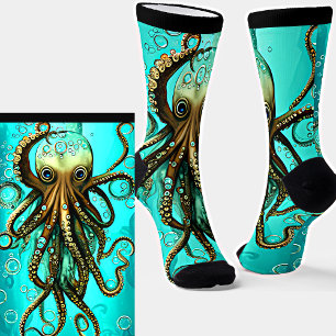 ブラックソックスのアクア海のタコと泡 ソックス