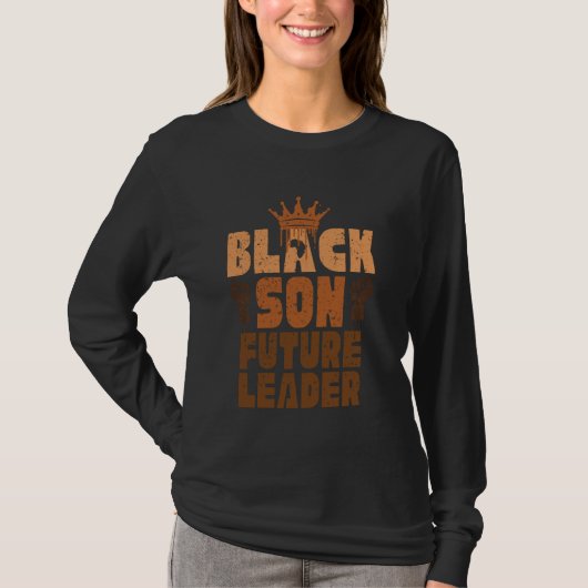 ブラックソン未来のリーダー黒史アフロ・アフリカ Tシャツ (正面)