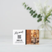 ブラックソーシャルメディアアイコンQRコードフォト 名刺 (スタンド正面)