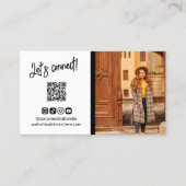 ブラックソーシャルメディアアイコンQRコードフォト 名刺 (正面)