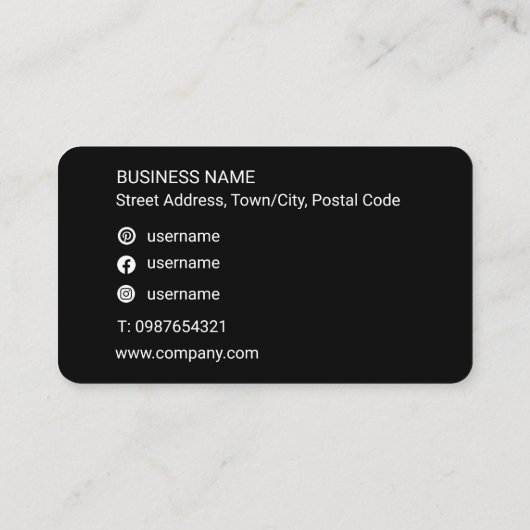 ブラックソーシャルメディア会社ロゴアポイントメントカード 名刺 (裏面)
