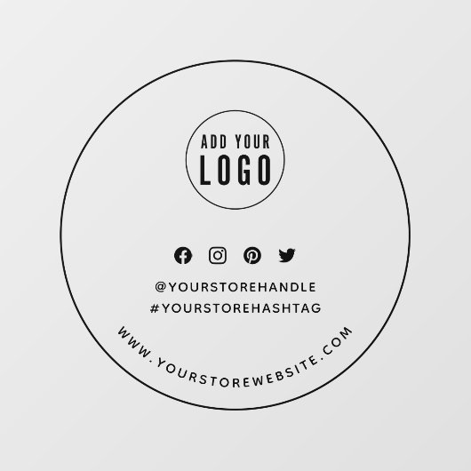 ブラックソーシャルメディア縁どにロゴを追加するブランディング ウィンドウサイン (シート)