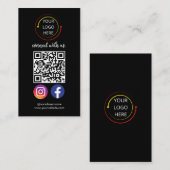 ブラックソーシャルモダンメディアQRコード 名刺 (正面/裏面)