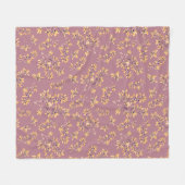 ブラックソーンの枝の赤い金ゴールド フリースブランケット (正面(横))