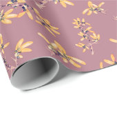 ブラックソーンブランチ紫色の黄色のラッピング紙 ラッピングペーパー (ロールコーナー)