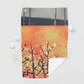 ブラックソーンブロッサム春フローラサンゴ ゴルフタオル (インサイチュ)