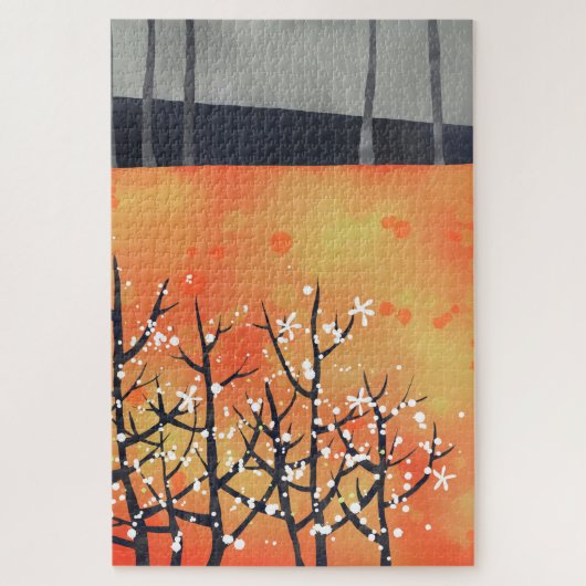 ブラックソーンブロッサム春フローラサンゴ ジグソーパズル (縦)