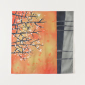 ブラックソーンブロッサム春ランドスケープサンゴ タペストリー (正面(横))