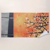 ブラックソーンブロッサム春ランドスケープ絵画ズ ビーチタオル (正面)