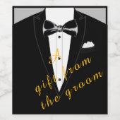 ブラックタイとタキシードのギフトワインボトルラベル ワインラベル (シングルラベル)