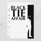 ブラックタイのイベント：シリアスなシルエット 招待状 (正面/裏面)