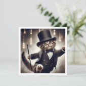 ブラックタイのパーティー、猫の誕生日、猫の招待状 招待状 (スタンド正面)