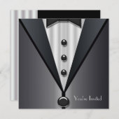 ブラックタイのフォーマルパーティー 黒のタキシード 招待状 (正面/裏面)