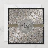 ブラックタイの優雅さ、シルバーの結婚式の招待状 招待状 (裏面)