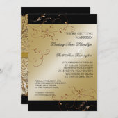 ブラックタイの優雅さ、金の結婚式の招待状を事前に保存 招待状 (正面/裏面)