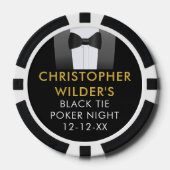 ブラックタイの独身パーティーの写真ポーカーチップ ポーカーチップ (正面)