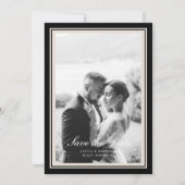 ブラックタイの結婚式の写真付きSave the Dateカード 招待状 (正面)