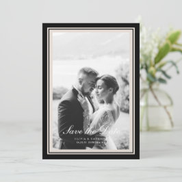 ブラックタイの結婚式の写真付きSave the Dateカード 招待状