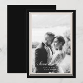 ブラックタイの結婚式の写真付きSave the Dateカード 招待状 (正面/裏面)