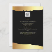 ブラックタイの結婚式 ゴールドフォイルスクリプト エレガントなイベント 招待状 (裏面)