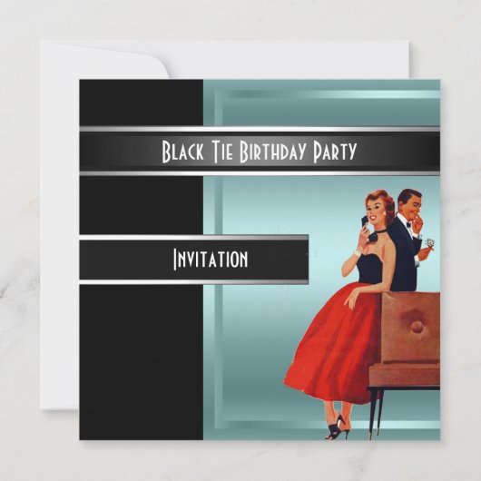 ブラックタイの誕生日パーティーの招待状 招待状 (裏面)