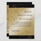 ブラックタイエレガンスゴールデン結婚式招待状 招待状 (正面/裏面)