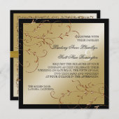 ブラックタイエレガンスゴールデン結婚式招待状 招待状 (正面/裏面)