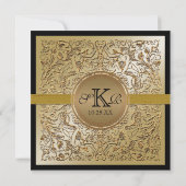 ブラックタイエレガンスゴールデン結婚式招待状 招待状 (裏面)