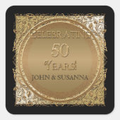 ブラックタイエレガンス結婚ゴールデンアニバーズ スクエアシール (正面)