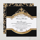 ブラックタイエレガンス2ゴールデンカップルシャワー招待状 招待状 (正面/裏面)